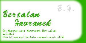 bertalan havranek business card